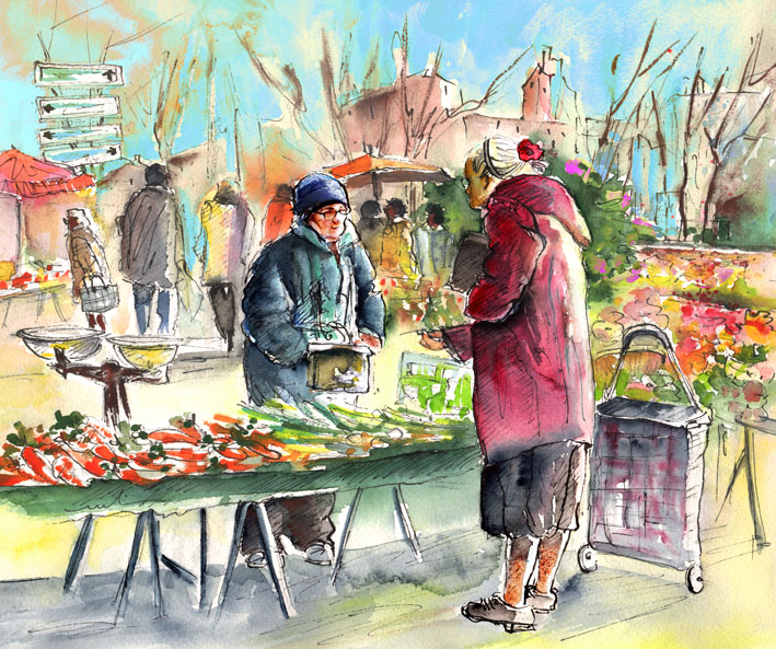 Vegetables Seller in a Provence Market S